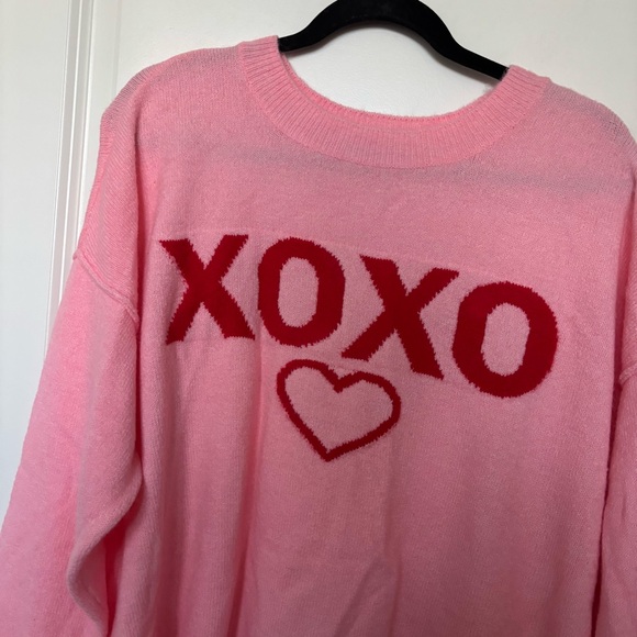 ❗️Cece Cynthia Steffe Pink and Red XOXO Heart Valentine’s Day Sweater Medium - Picture 3 of 7